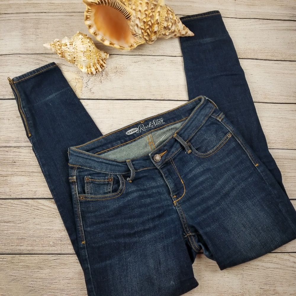 OLD NAVY ROCKSTAR Skinny Ankle Zip Jeans Sz 2